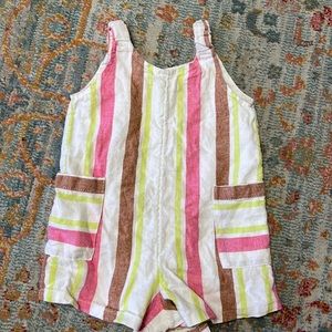 Stripped 12 months linen blend one piece outfit - great condition.